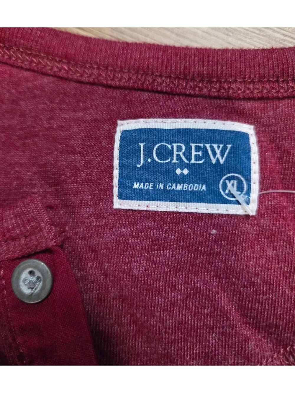 NWT J.Crew Mens Red Heather Henley Pullover Long Sleeve Shirt Size XL